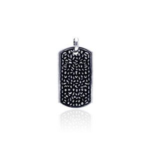 Sterling Silver 925 Oxidized Textured Dog Tag Pendant